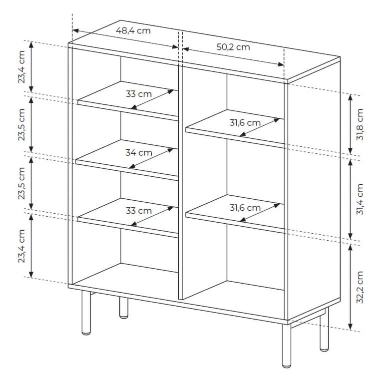 Credenza Marrone Rovere 5 Ripiani Apertura Battente 104x40x122h cm, 3 Ante - Hatote