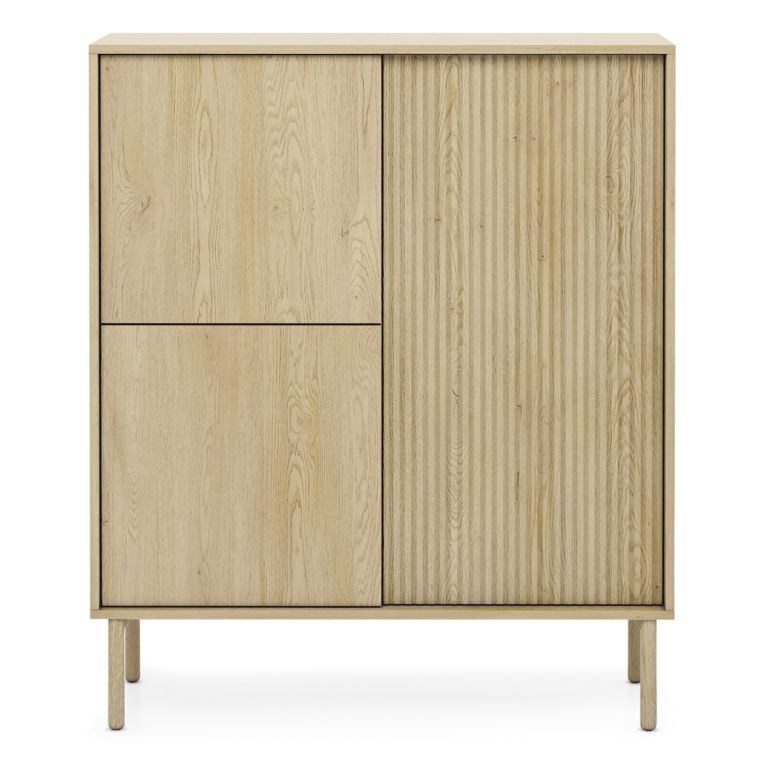 Credenza Marrone Rovere 5 Ripiani Apertura Battente 104x40x122h cm, 3 Ante - Hatote