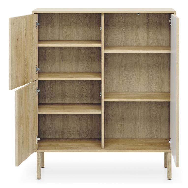 Credenza Marrone Rovere 5 Ripiani Apertura Battente 104x40x122h cm, 3 Ante - Hatote