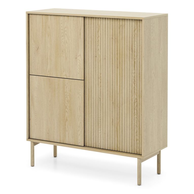 Credenza Marrone Rovere 5 Ripiani Apertura Battente 104x40x122h cm, 3 Ante - Hatote