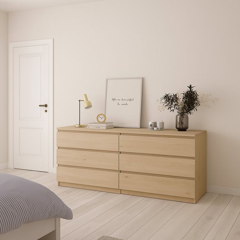 Credenza Marrone Rovere 6 Cassetti Apertura Scorrevole 154x50x68h cm, Chiusura Scorrevole - Joyce