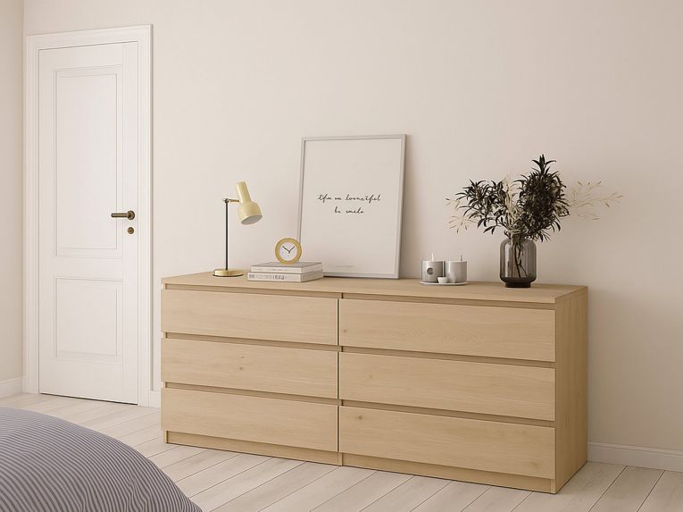 Credenza Marrone Rovere 6 Cassetti Apertura Scorrevole 154x50x68h cm, Chiusura Scorrevole - Joyce