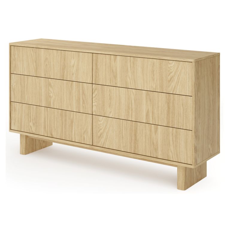 Credenza Marrone Rovere 6 Cassetti un Ripiano 154x38x83h cm, Apertura Scorrevole - Hasimi