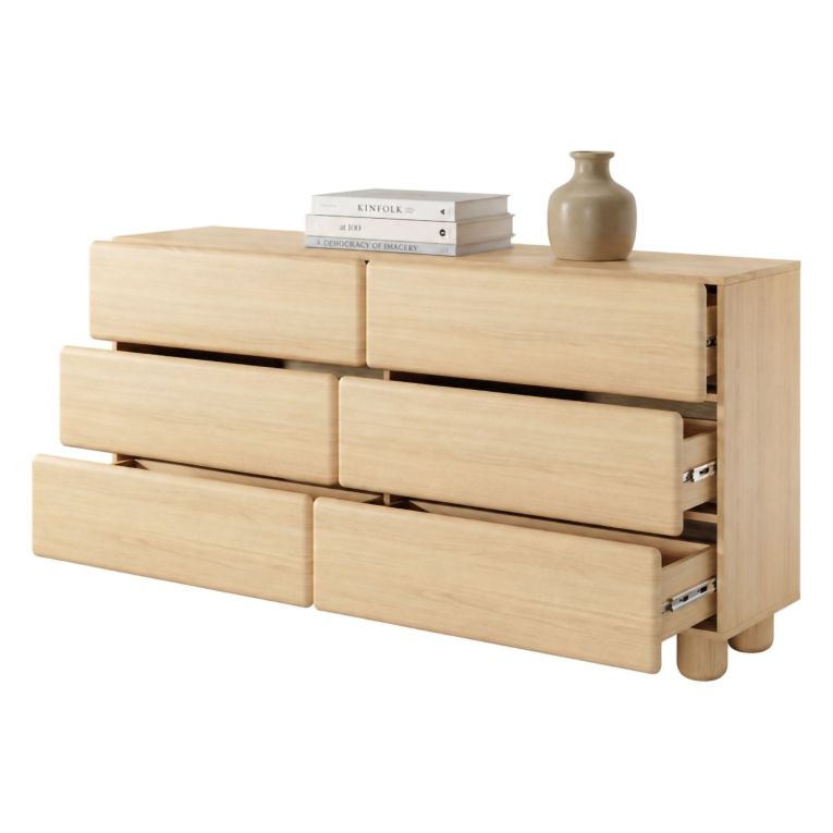 Credenza Marrone Rovere 6 Cassetti un Ripiano 160x38x80h cm, Apertura Scorrevole - Hana