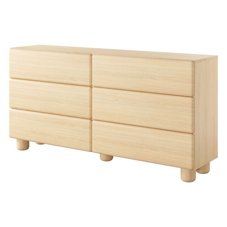 Credenza Marrone Rovere 6 Cassetti un Ripiano 160x38x80h cm, Apertura Scorrevole - Hana