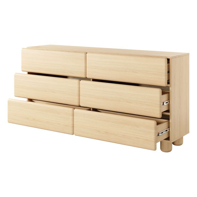 Credenza Marrone Rovere 6 Cassetti un Ripiano 160x38x80h cm, Apertura Scorrevole - Hana