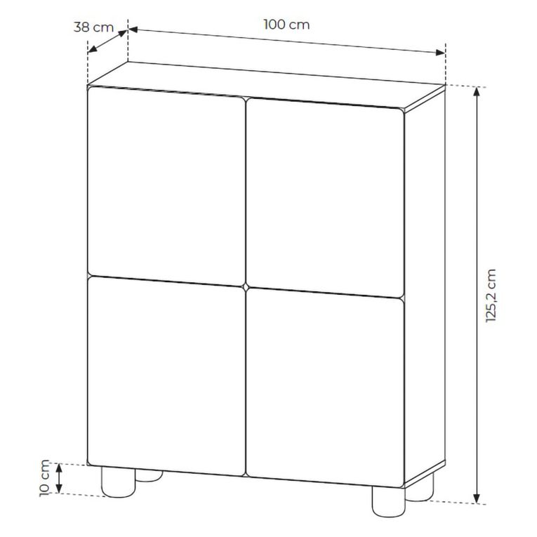 Credenza Marrone Rovere 6 Ripiani Apertura Battente 100x38x125h cm, 4 Ante - Hamola