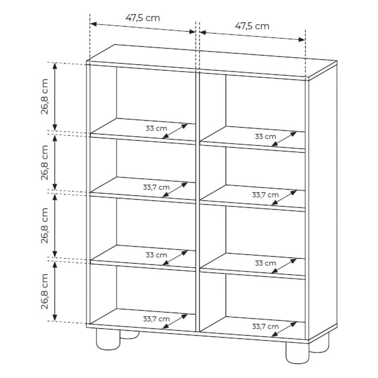 Credenza Marrone Rovere 6 Ripiani Apertura Battente 100x38x125h cm, 4 Ante - Hamola