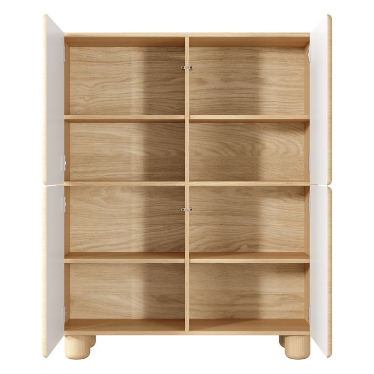 Credenza Marrone Rovere 6 Ripiani Apertura Battente 100x38x125h cm, 4 Ante - Hamola