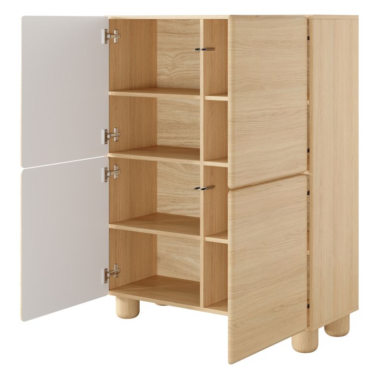 Credenza Marrone Rovere 6 Ripiani Apertura Battente 100x38x125h cm, 4 Ante - Hamola