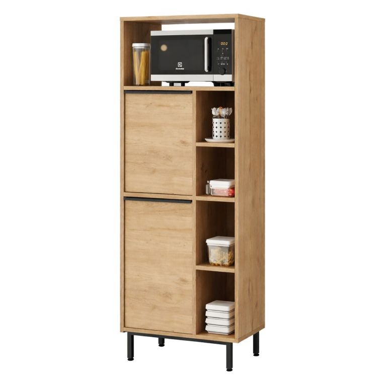 Credenza Marrone Rovere 7 Ripiani 2 Ante 160x36x45h cm, 9 Vani - Uta