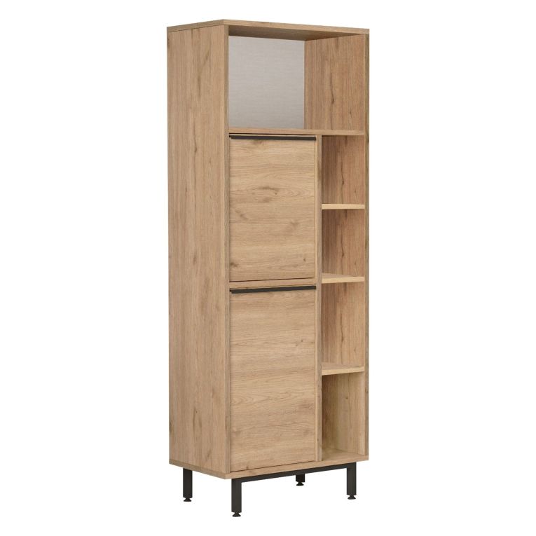 Credenza Marrone Rovere 7 Ripiani 2 Ante 160x36x45h cm, 9 Vani - Uta
