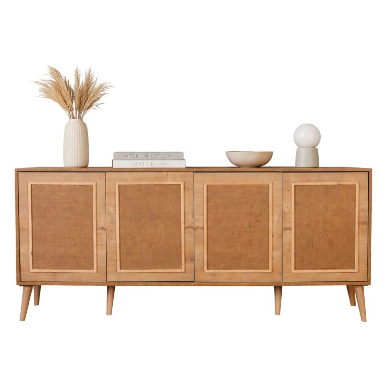 Credenza Marrone Rovere Apertura Battente 4 Ante 180x41x81h cm, Chiusura Battente - Mascali