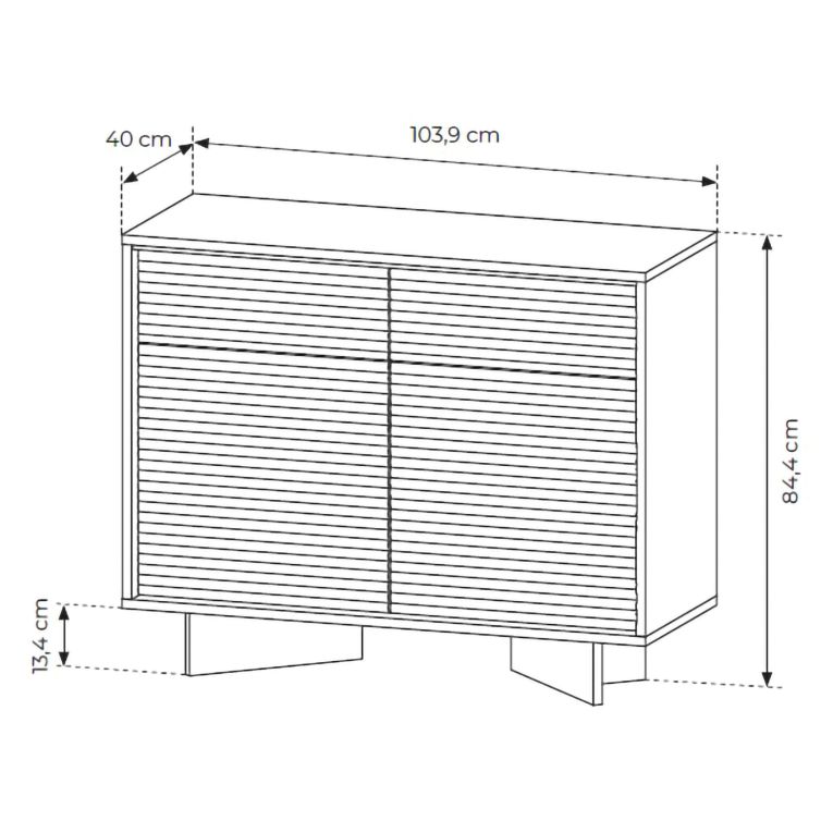 Credenza Marrone Rovere Beige 2 Cassetti 2 Ripiani 104x40x84h cm, Apertura Battente, Scorrevole - Hateva