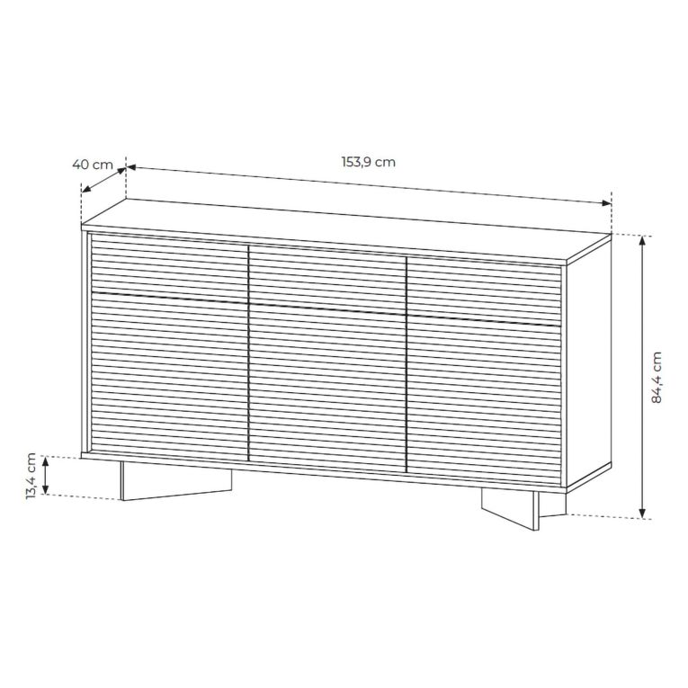 Credenza Marrone Rovere Beige 3 Cassetti 3 Ripiani 154x40x84h cm, Apertura Battente, Scorrevole - Hatareta