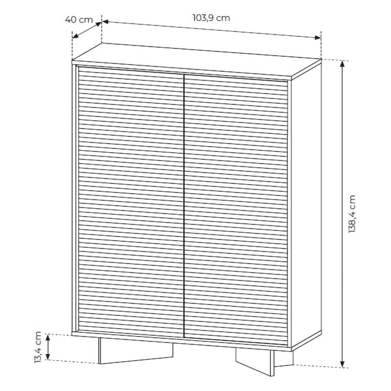 Credenza Marrone Rovere Beige 4 Ripiani Apertura Battente 104x40x138h cm, 2 Ante - Hasota