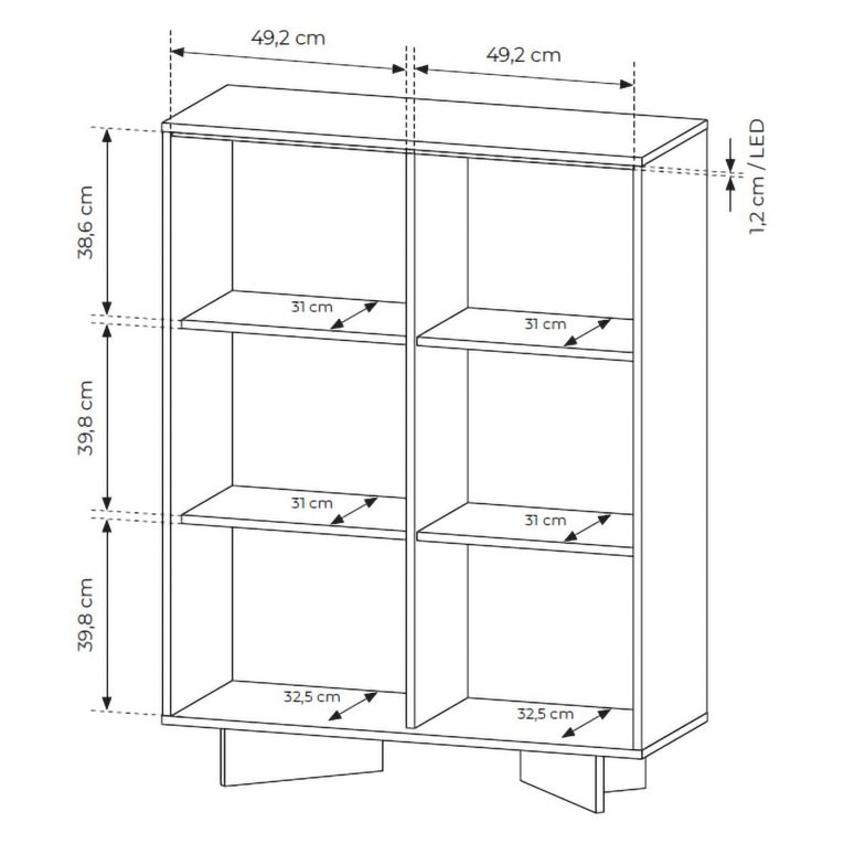 Credenza Marrone Rovere Beige 4 Ripiani Apertura Battente 104x40x138h cm, 2 Ante - Hasota