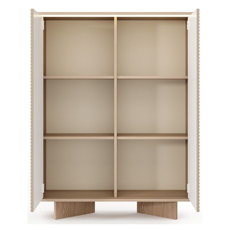 Credenza Marrone Rovere Beige 4 Ripiani Apertura Battente 104x40x138h cm, 2 Ante - Hasota