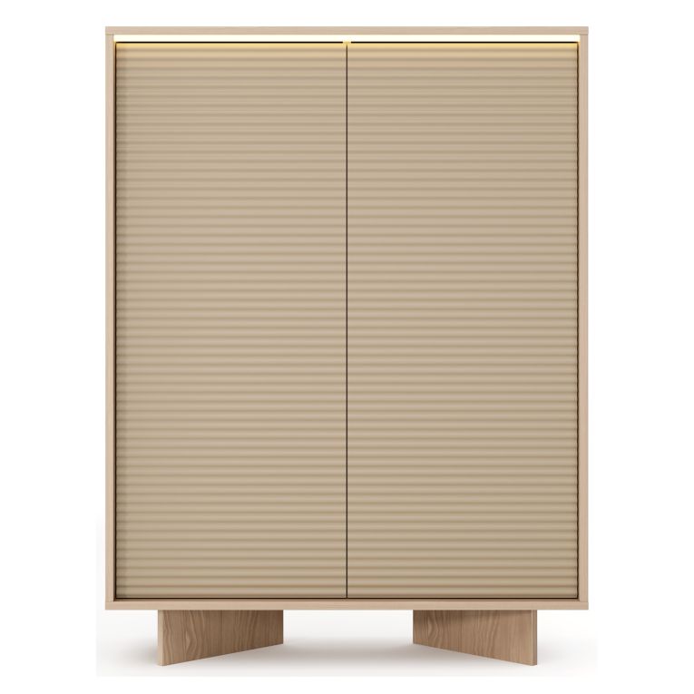 Credenza Marrone Rovere Beige 4 Ripiani Apertura Battente 104x40x138h cm, 2 Ante - Hasota