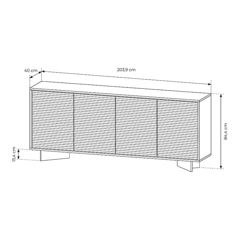 Credenza Marrone Rovere Beige 4 Ripiani Apertura Battente 204x40x84h cm, 4 Ante - Hataga