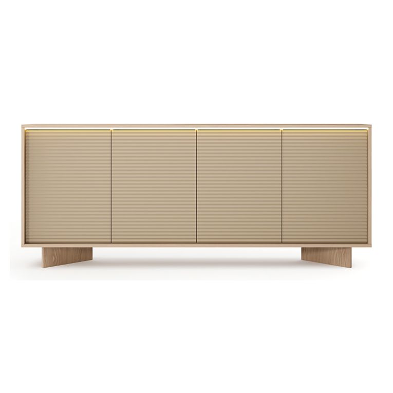Credenza Marrone Rovere Beige 4 Ripiani Apertura Battente 204x40x84h cm, 4 Ante - Hataga