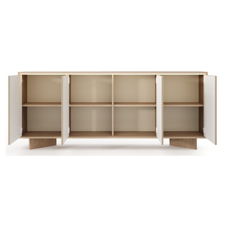 Credenza Marrone Rovere Beige 4 Ripiani Apertura Battente 204x40x84h cm, 4 Ante - Hataga