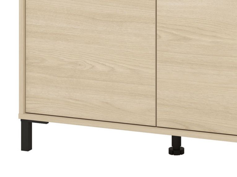 Credenza Marrone Rovere Nero 3 Cassetti 3 Ripiani 138x40x90h cm, Apertura Battente e Scorrevole - Quassolo