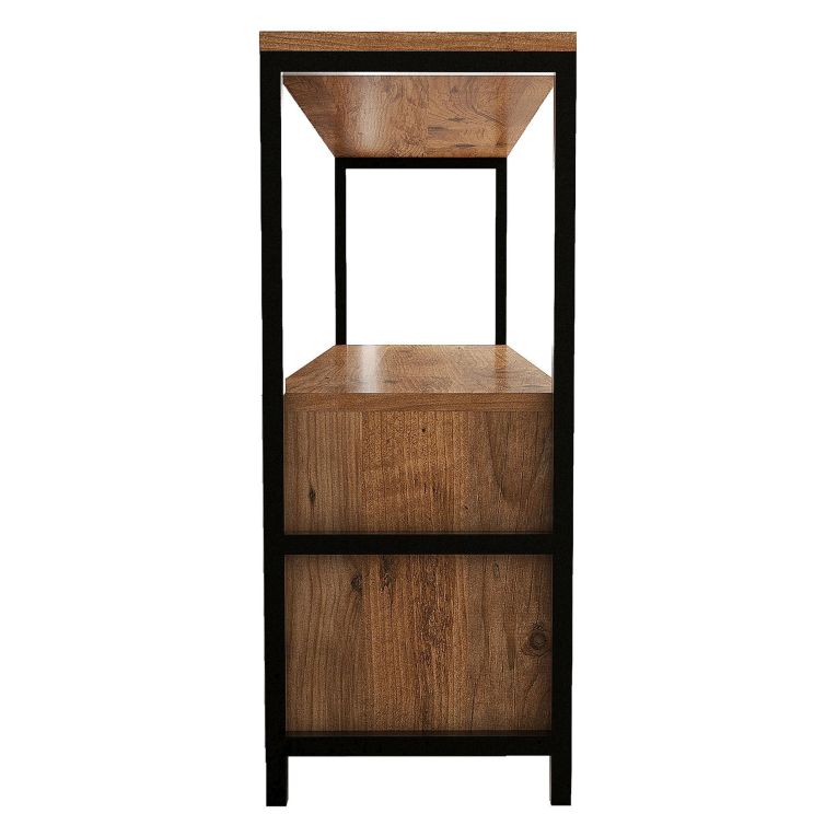 Credenza Marrone Rovere Nero 4 Vani 3 Ante 120x30x75h cm, Apertura a Ribalta - Amiterno
