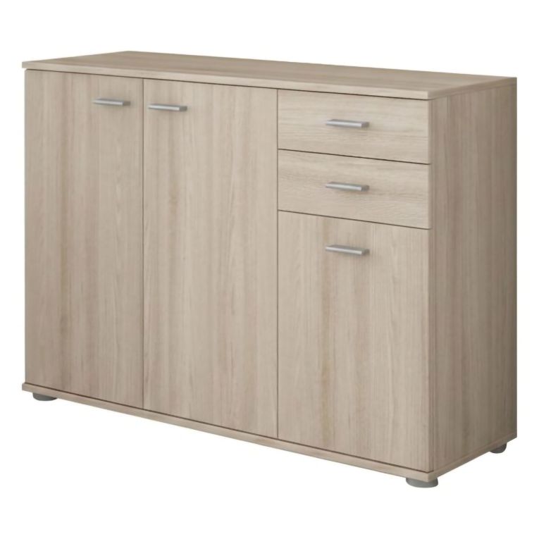 Credenza Marrone Rovere Nodi 2 Cassetti un Ripiano 103x34x74h cm, Apertura Battente - Meldola