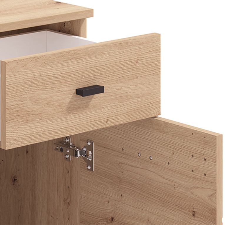 Credenza Marrone Rovere Nodi 2 Ripiani un Cassetto 77x35x72h cm, 3 Vani - Majuli
