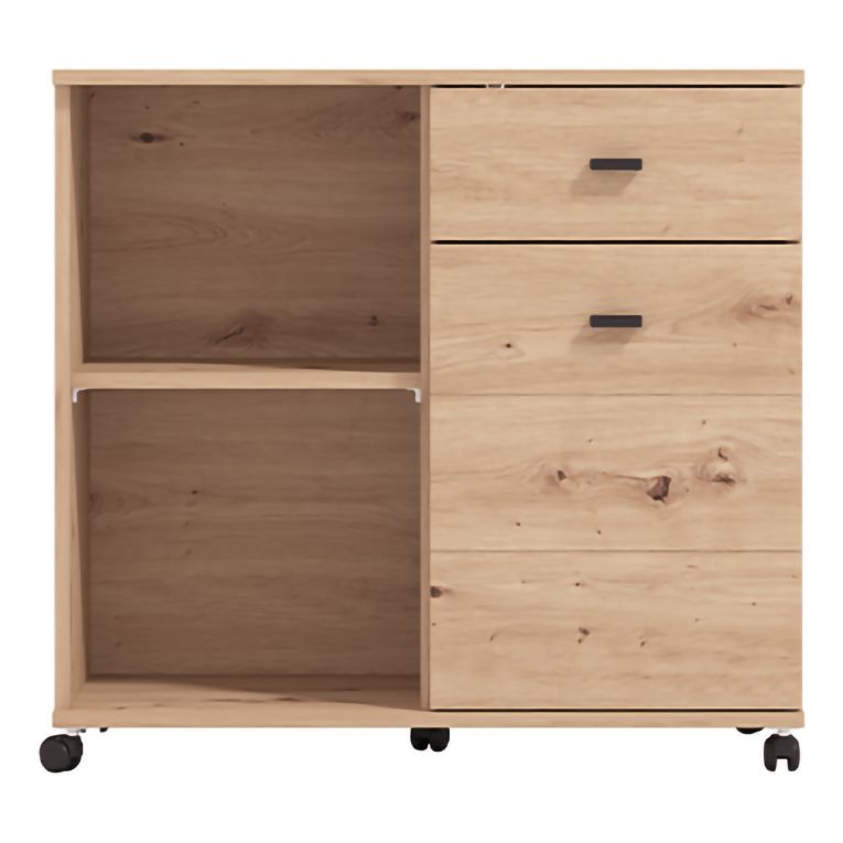 Credenza Marrone Rovere Nodi 2 Ripiani un Cassetto 77x35x72h cm, 3 Vani - Majuli