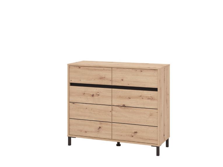 Credenza Marrone Rovere Nodi Nero 2 Cassetti 2 Ripiani 106x40x90h cm, Apertura Battente, Scorrevole - Giarree