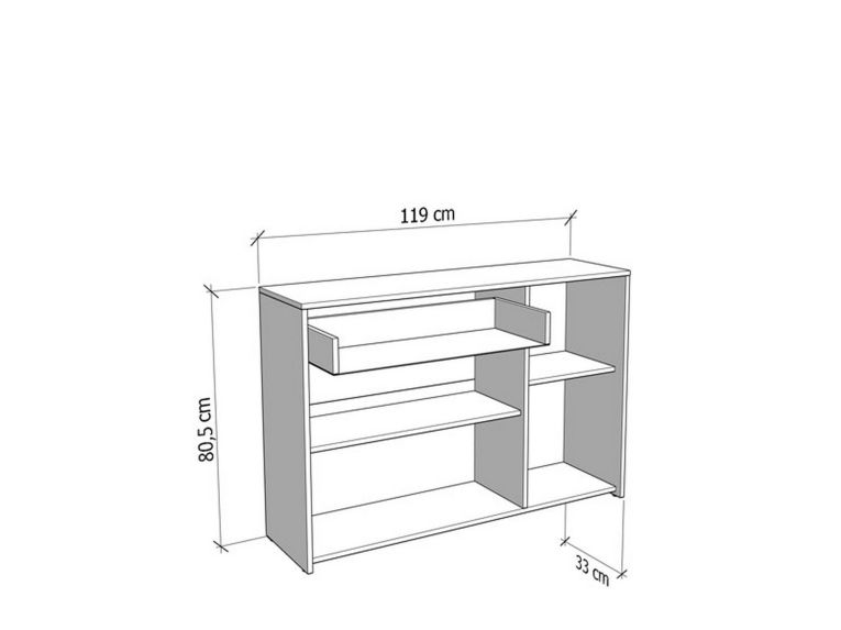 Credenza Marrone Rovere Nodi Nero 2 Ripiani un Cassetto 119x33x80.5h cm, 3 Ante - Sanza