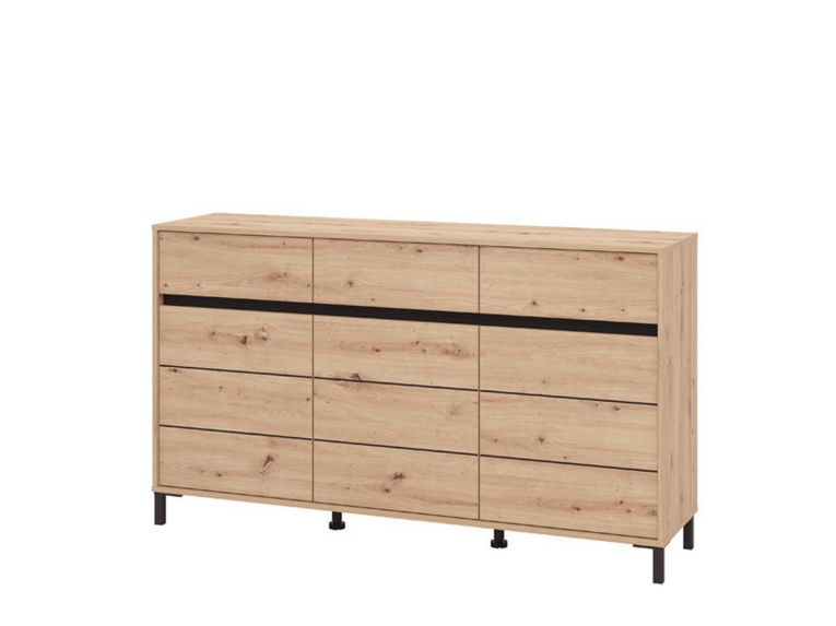 Credenza Marrone Rovere Nodi Nero 3 Cassetti 3 Ripiani 157x40x90h cm, Apertura Battente e Scorrevole - Giarre