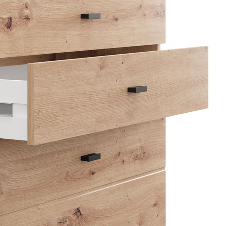 Credenza Marrone Rovere Nodi Nero 3 Cassetti un Ripiano 77x35x78h cm, con Piedini - Mindo