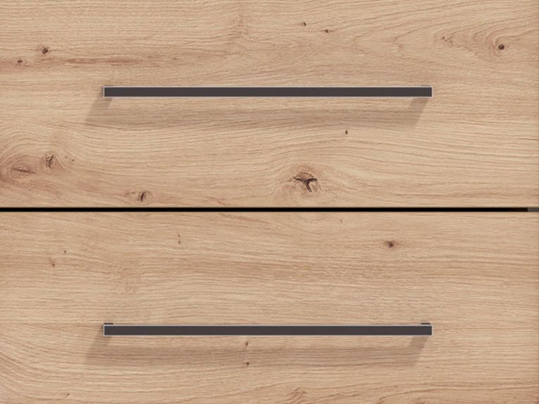 Credenza Marrone Rovere Nodi Nero 4 Cassetti un Ripiano 93x40x82h cm, Apertura Battente e Scorrevole - Boscone