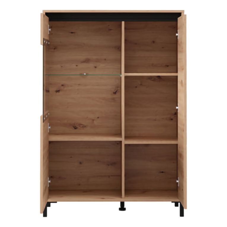 Credenza Marrone Rovere Nodi Nero 4 Ripiani 6 Vani 93x40x135h cm, 2 Ante - Vignate