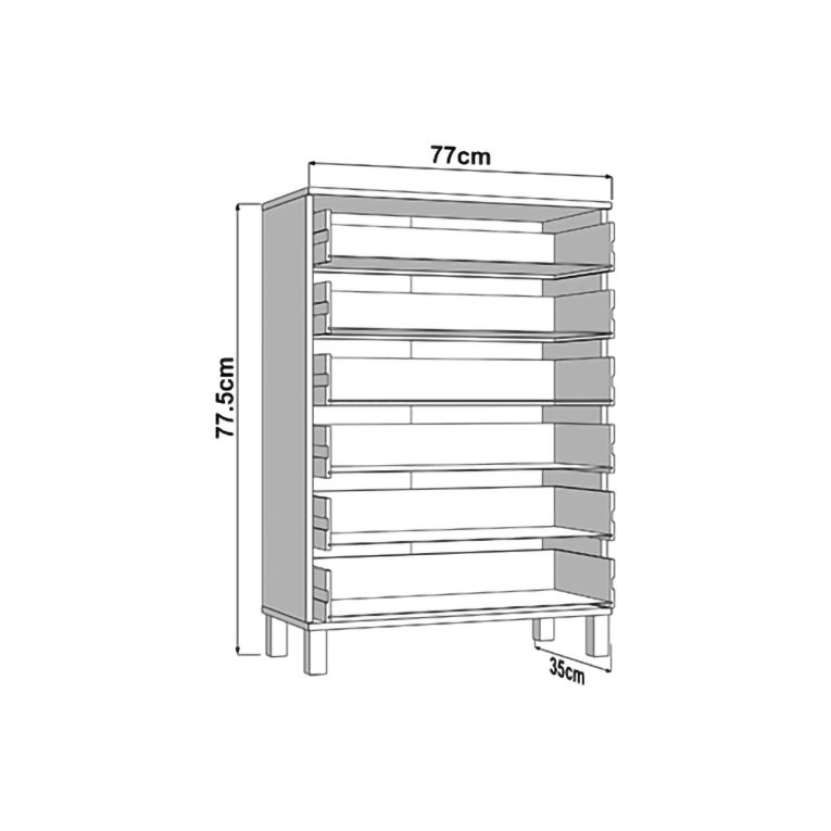 Credenza Marrone Rovere Nodi Nero 6 Cassetti un Ripiano 77x35x110h cm, 6 Vani - Otaval