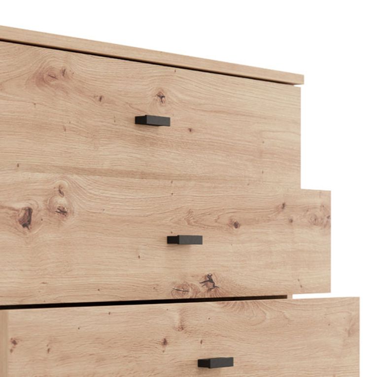 Credenza Marrone Rovere Nodi Nero 6 Cassetti un Ripiano 77x35x110h cm, 6 Vani - Otaval