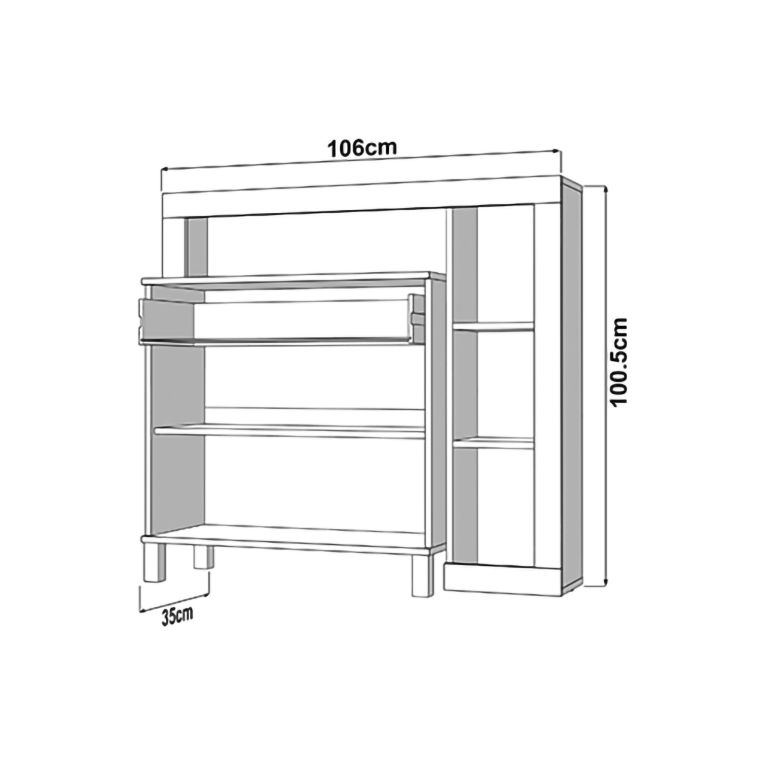 Credenza Marrone Rovere Nodi Nero un Cassetto 4 Ripiani 106x35x101h cm, Apertura Battente, Scorrevole - Banos