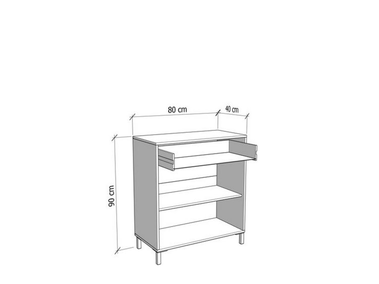 Credenza Marrone Rovere Nodi Nero un Cassetto un Ripiano 80x40x90h cm, Apertura Battente e Scorrevole - Settime
