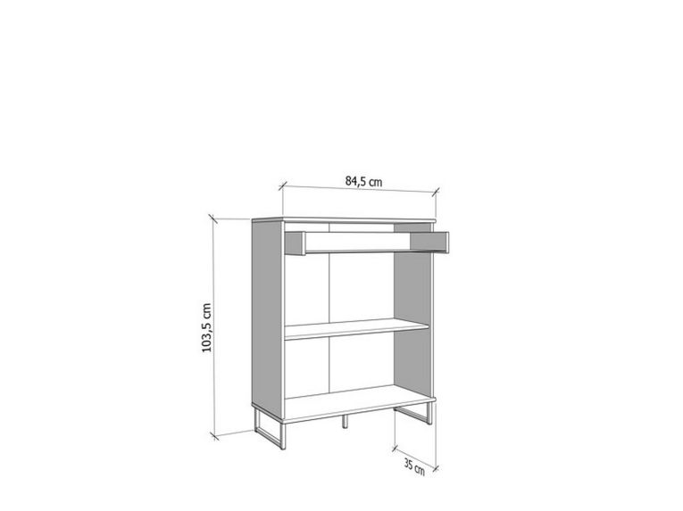 Credenza Marrone Rovere Nodi Nero un Cassetto un Ripiano 85x35x104h cm, Apertura Battente, Scorrevole - Ceredanoo
