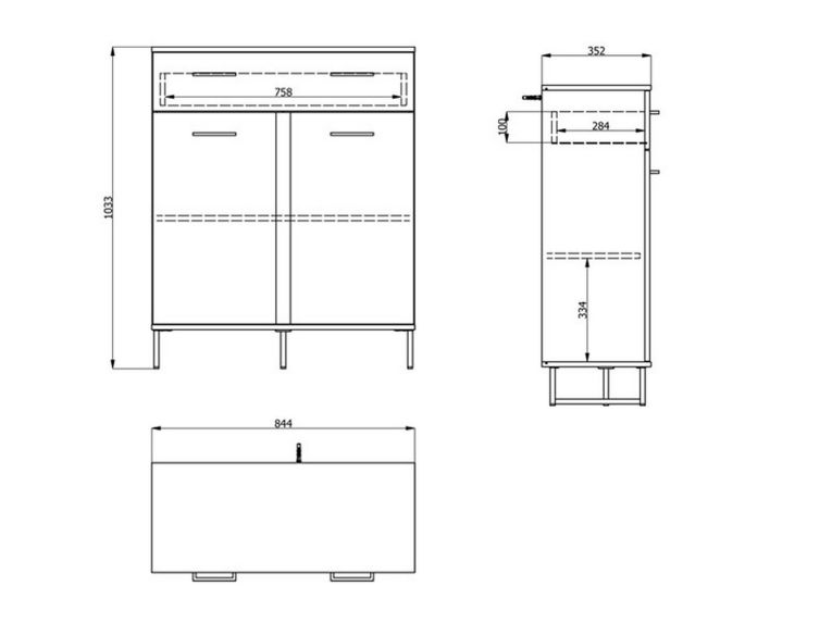 Credenza Marrone Rovere Nodi Nero un Cassetto un Ripiano 85x35x104h cm, Apertura Battente, Scorrevole - Ceredanoo