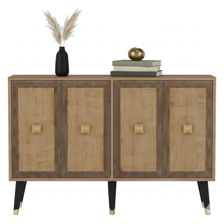 Credenza Marrone Rovere oro 2 Ripiani 4 Vani 120x30x80h cm, 4 Ante - Luino