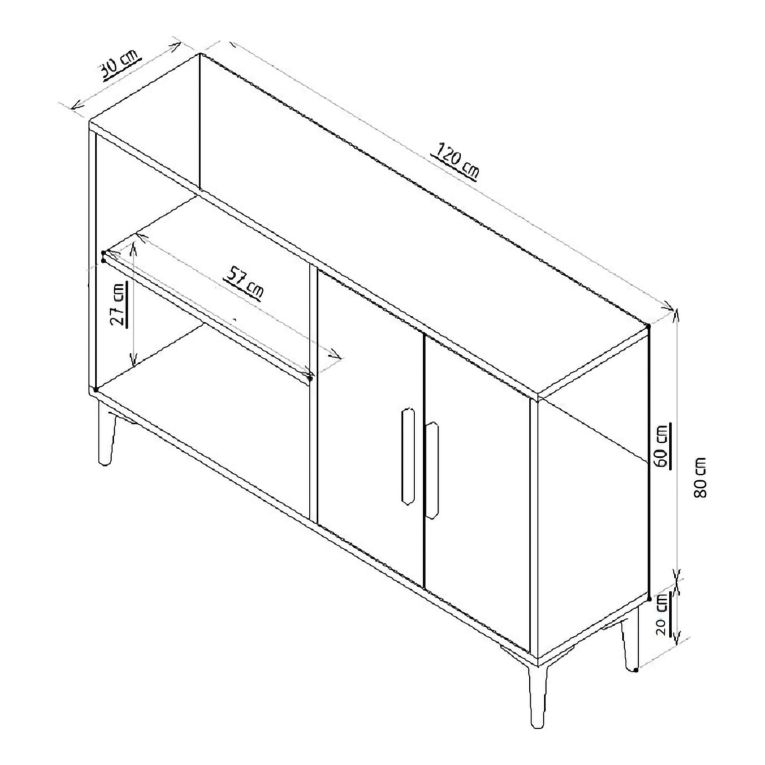 Credenza Marrone Rovere oro 2 Ripiani 4 Vani 120x30x80h cm, 4 Ante - Luino