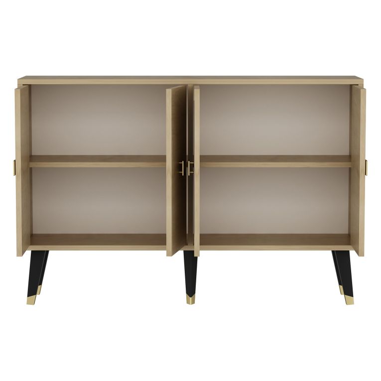 Credenza Marrone Rovere oro 2 Ripiani 4 Vani 120x30x80h cm, 4 Ante - Luino