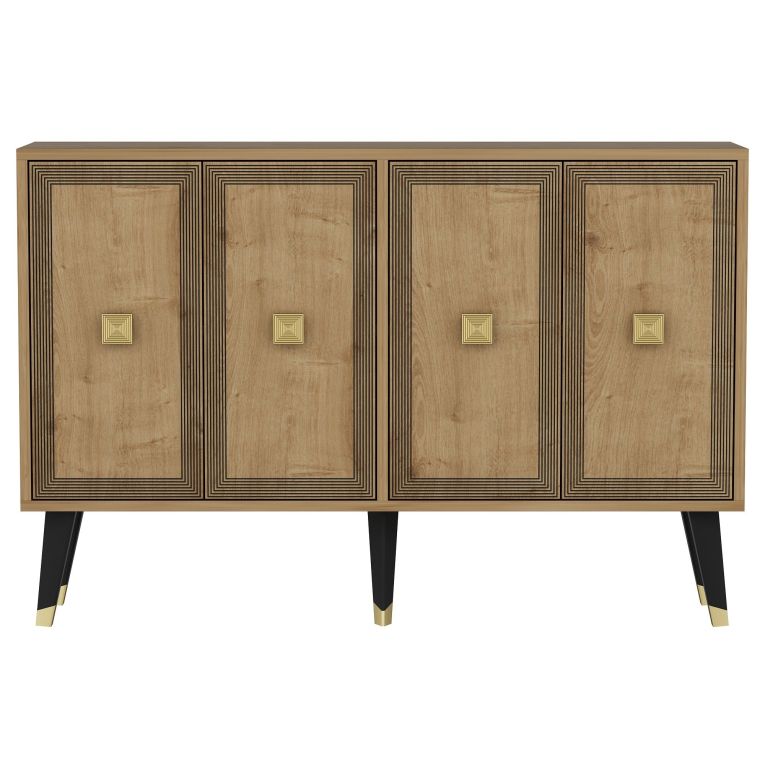 Credenza Marrone Rovere oro 2 Ripiani 4 Vani 120x30x80h cm, 4 Ante - Luino
