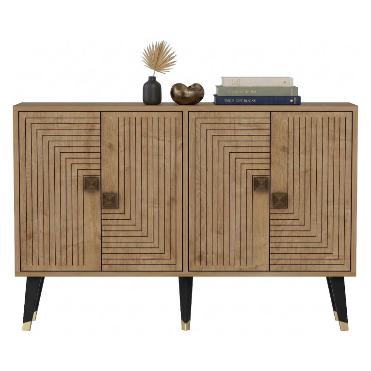 Credenza Marrone Rovere oro 2 Ripiani 4 Vani 120x30x80h cm, 4 Ante - Thiene