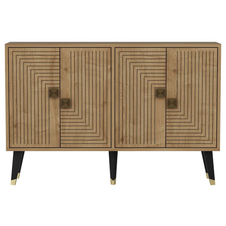 Credenza Marrone Rovere oro 2 Ripiani 4 Vani 120x30x80h cm, 4 Ante - Thiene