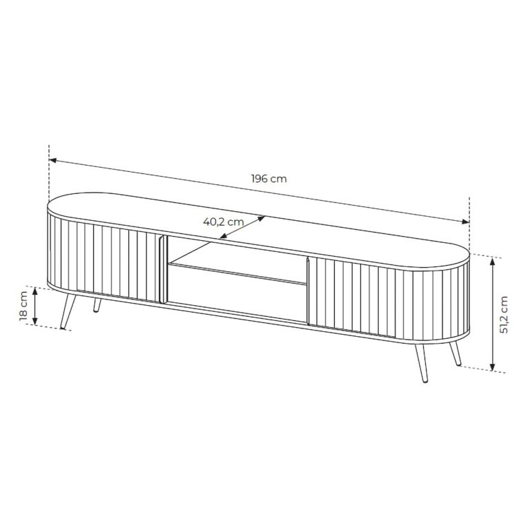 Credenza Marrone Rovere un Cassetto 2 Ripiani 196x40x51h cm, Apertura Battente, Scorrevole - Hanotofa